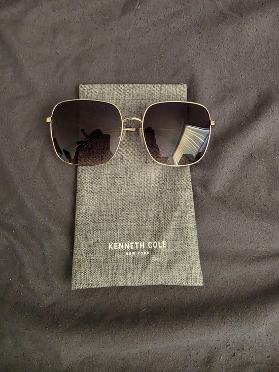 Kenneth Cole Accessories - Kenneth Cole Gold Frame Oversized Square Sunglasses - Black Gradient Lenses